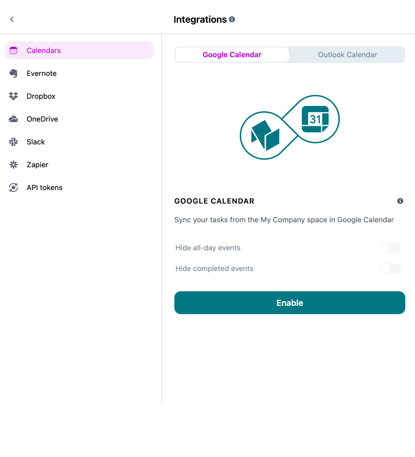 Settings • Integrations